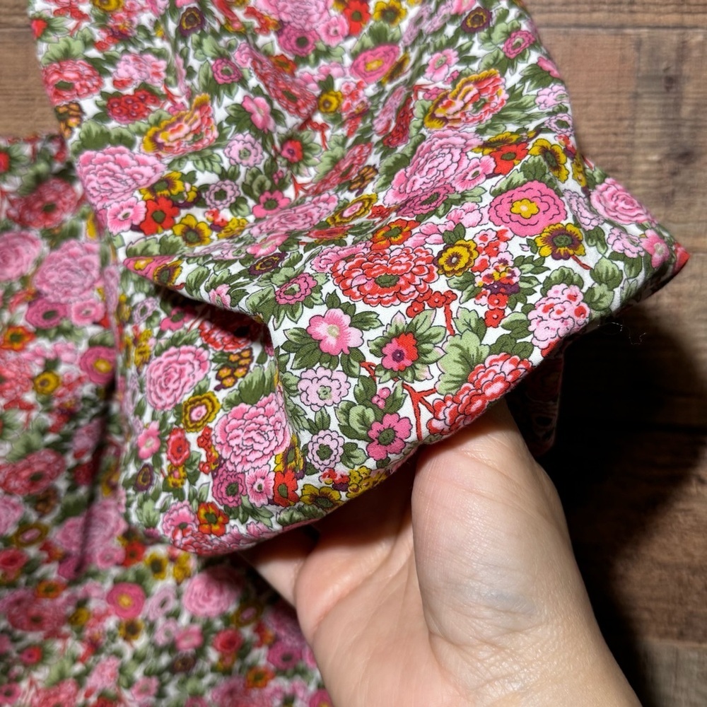 MNG Mini Dress Floral Voluminous Puff Sleeve Cotton Pink/Red Size 4 Blogger Fave - Picture 6 of 9